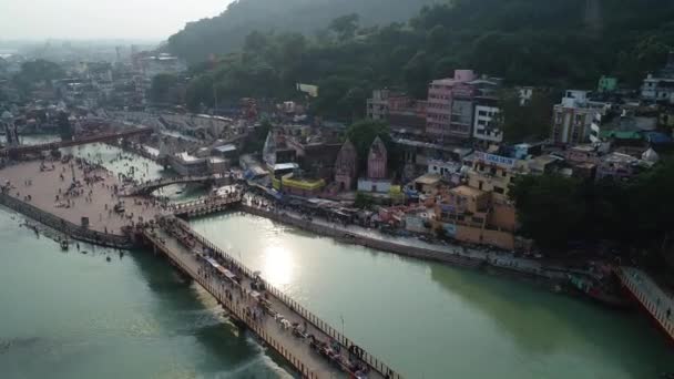 Staden Haridwar Staten Uttarakhand Indien Sett Från Himlen — Stockvideo