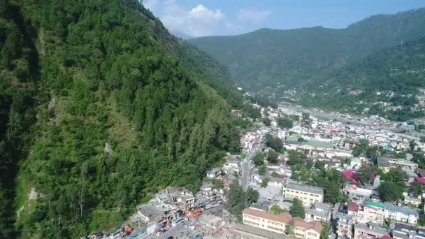 Πόλη Uttarkashi Στην Πολιτεία Uttarakhand Στην Ινδία Όπως Φαίνεται Από — Αρχείο Βίντεο