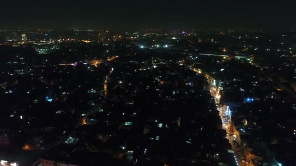 New Delhi Stad Natten Indien Sett Från Himlen — Stockvideo
