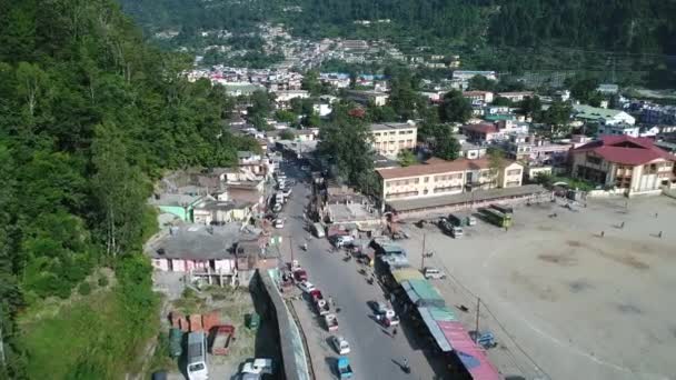 Stad Uttarkashi Staat Uttarakhand India Gezien Vanuit Lucht — Stockvideo