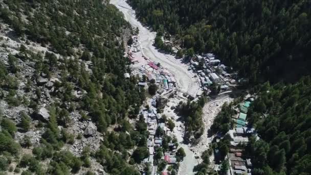 Pueblo Gangotri Estado Uttarakhand India Visto Desde Cielo — Vídeos de Stock