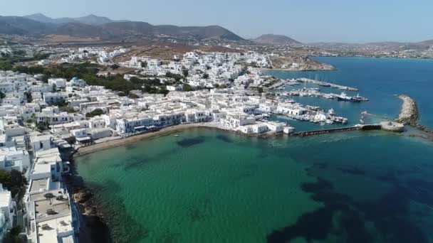 Byen Naoussa Øen Paros Kykladerne Grækenland Set Fra – Stock-video