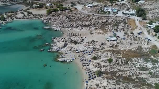 Playa Piperi Naoussa Isla Paros Las Cícladas Grecia Vista Aérea — Vídeo de stock