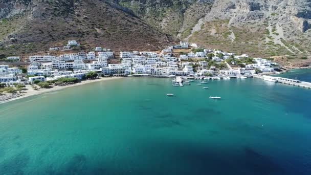 Kamares Aldeia Praia Ilha Sifnos Nos Ciclades Grécia Vista Aérea — Vídeo de Stock