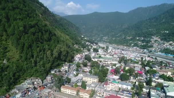 Miasto Uttarkashi Stanie Uttarakhand Indiach Widziane Nieba — Wideo stockowe