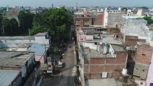 Ciudad Varanasi Benares Uttar Pradesh India Vista Desde Cielo — Vídeo de stock
