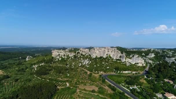 Pueblo Les Baux Provence Bouches Rhone Francia Desde Cielo — Vídeo de stock