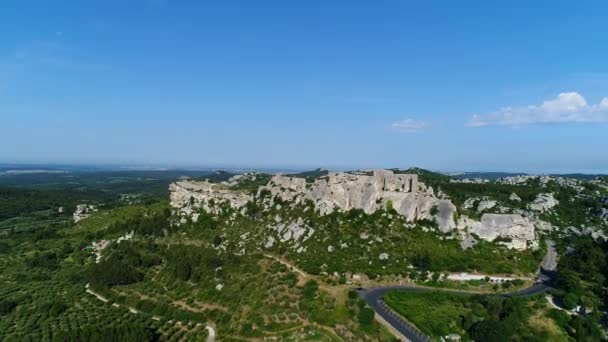 Village Les Baux Provence Bouches Rhone Frankrike Från Himlen — Stockvideo