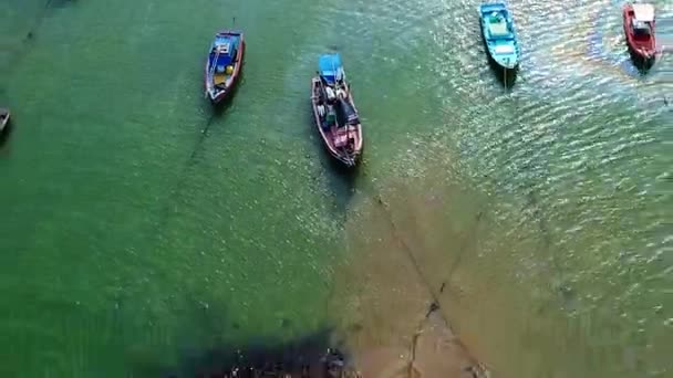 Bateaux Pêcheurs Phla Ban Chang Thaïlande Ciel — Video