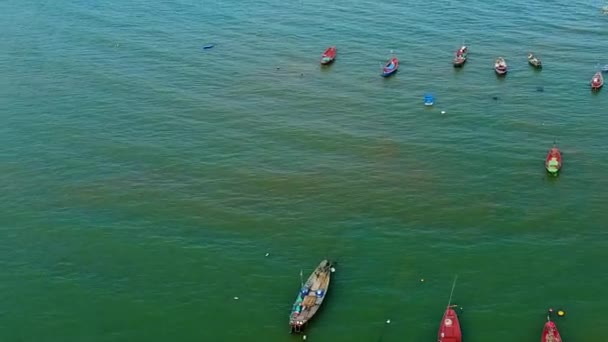 Barcos Pescadores Phla Ban Chang Tailandia Desde Cielo — Vídeo de stock