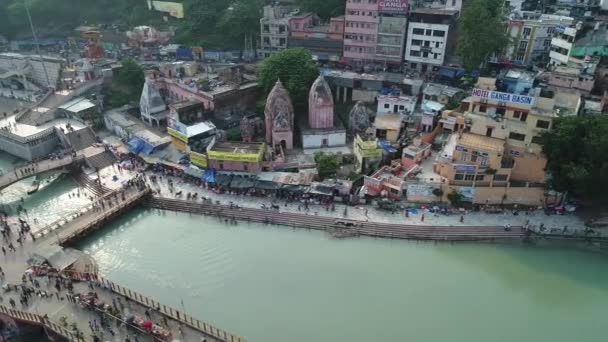 Staden Haridwar Staten Uttarakhand Indien Sett Från Himlen — Stockvideo