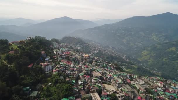 Gangtok Stad Sikkim Indien Sett Från Himlen — Stockvideo