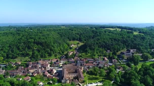 Fransa Nın Perigord Kentindeki Buisson Cadouin Köyü Gökyüzünden Görüldü — Stok video