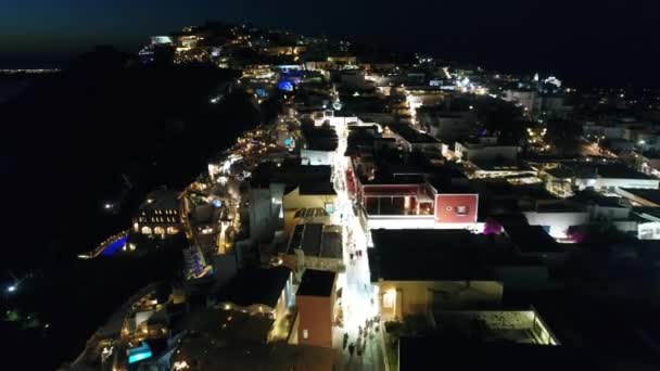 Santorini Town Santorini Island Cyclades Greece Aerial Night View — 图库视频影像