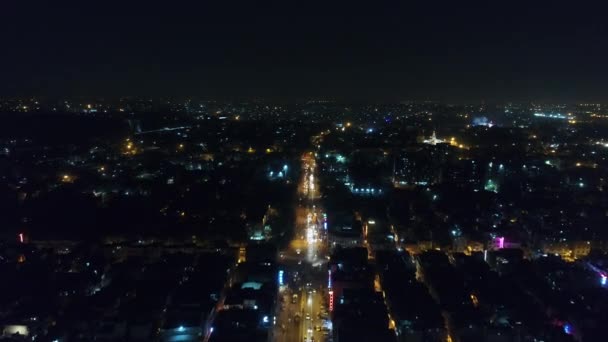 Νέο Δελχί Πόλη Νύχτα Στην Ινδία Δει Από Τον Ουρανό — Αρχείο Βίντεο