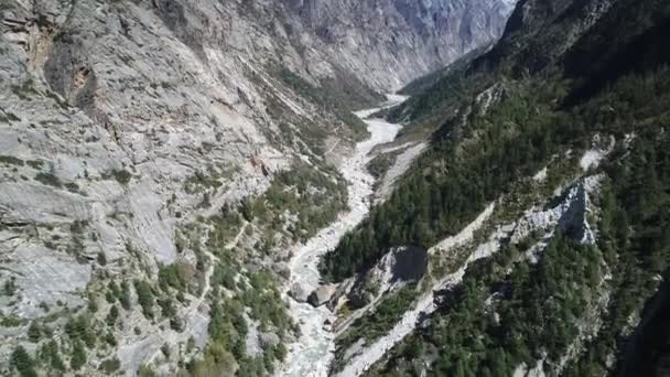 Κοιλάδα Gangotri Στην Πολιτεία Uttarakhand Στην Ινδία Όπως Φαίνεται Από — Αρχείο Βίντεο