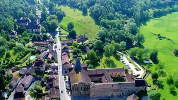 Village Buisson Cadouin Perigord Frankrike Sett Från Himlen — Stockvideo