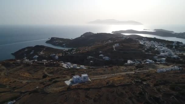 Mylopotas Wyspie Ios Cyklach Grecji Widziany Nieba — Wideo stockowe