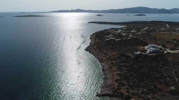 Praia Aliko Ilha Naxos Nas Cíclades Grécia Vista Céu — Vídeo de Stock