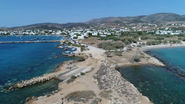 Der Strand Von Naxos Den Kykladen Griechenland Vom Himmel Aus — Stockvideo