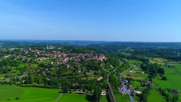 Belves Pueblo Perigord Francia Visto Desde Cielo — Vídeos de Stock