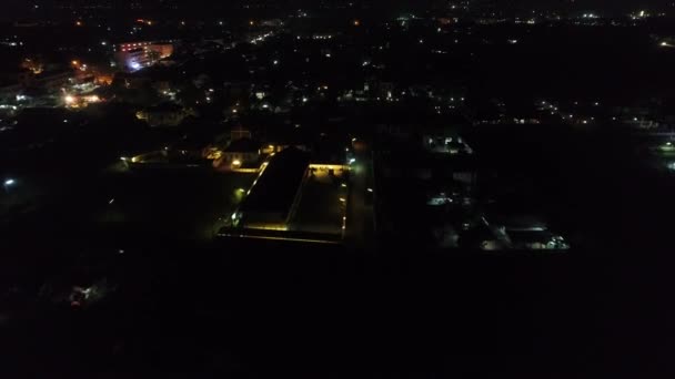 Vientiane Ciudad Laos Por Noche Visto Desde Cielo — Vídeos de Stock