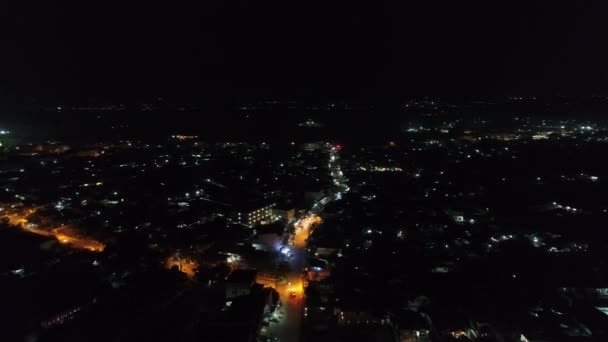 Ville de Vientiane au Laos de nuit vue du ciel — Vídeo de stock