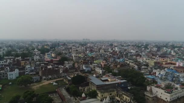 Miasto Varanasi Lub Benares Uttar Pradesh Indiach Widziane Nieba — Wideo stockowe
