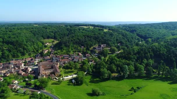 Village Buisson Cadouin Perigord Francia Visto Desde Cielo — Vídeo de stock