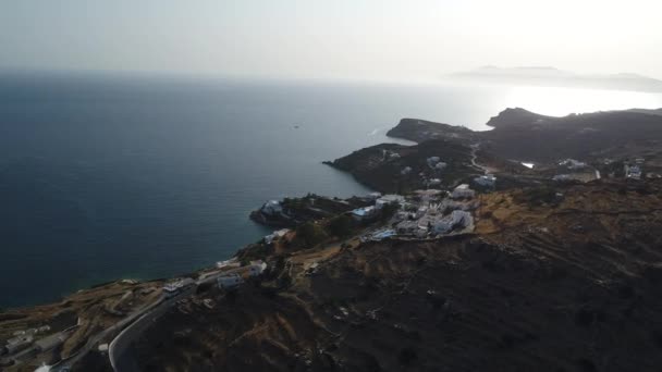 Mylopotas Het Eiland Ios Cycladen Griekenland Gezien Vanuit Lucht — Stockvideo