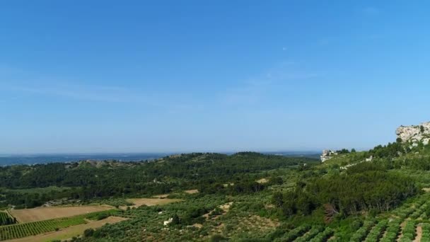 Fransa Les Baux Provence Yakınlarında Gökyüzünden Alpilles Doğal Parkı — Stok video