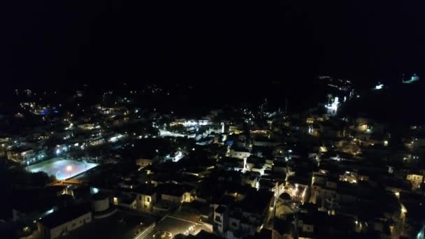 Vila Chora Ilha Ios Noite Vista Para Céu — Vídeo de Stock