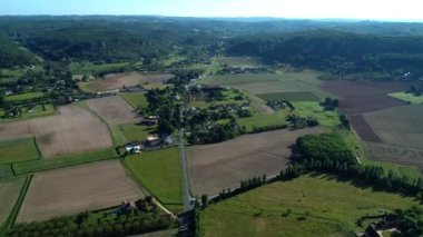 Fransa 'da Kara Perigord' daki Kale Vadisi hava manzaralı