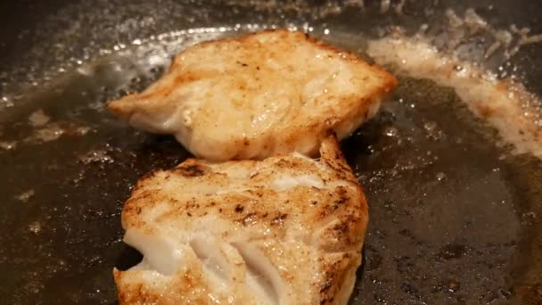 Bacalhau Cozido Manteiga Derretida — Vídeo de Stock