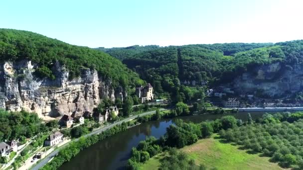 Wioska Roque Gageac Perigord Francji Widziana Nieba — Wideo stockowe
