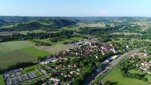 Pueblo Siorac Perigord Francia Visto Desde Cielo — Vídeo de stock