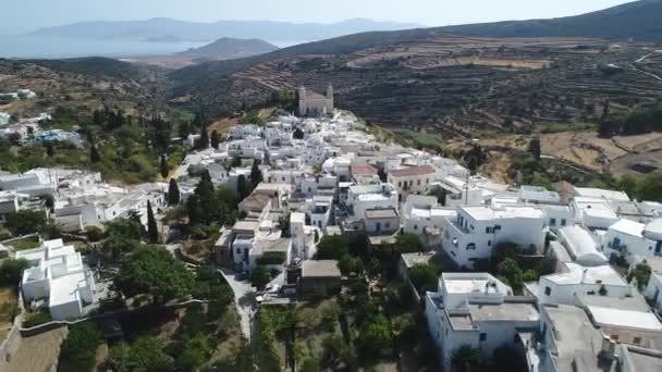 Villaggio Lefkes Sull Isola Paros Nelle Cicladi Grecia Dal Cielo — Video Stock