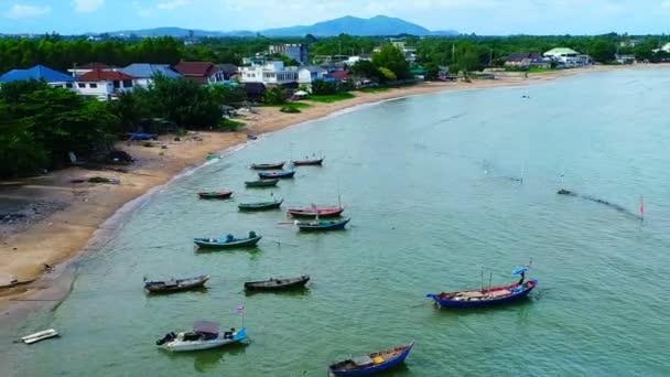 Rybářské Lodě Phla Ban Chang Thajsku Oblohy — Stock video