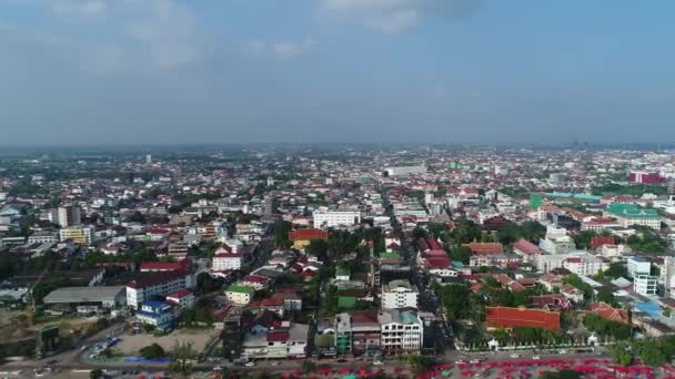 Mekong Rivier Aan Rand Van Stad Vientiane Laos Gezien Vanuit — Stockvideo