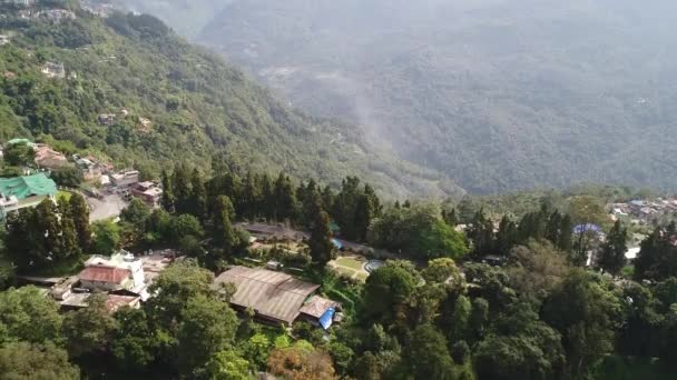 Gangtok Stad Sikkim India Gezien Vanuit Lucht — Stockvideo