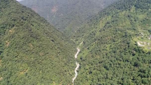 Yuksom Pueblo Estado Sikkim India Visto Desde Cielo — Vídeo de stock