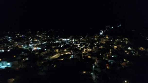 Ios岛上的Chora村夜景和天空景观 — 图库视频影像