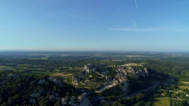 Aldeia Les Baux Provence Bouches Rhone França Partir Céu — Vídeo de Stock