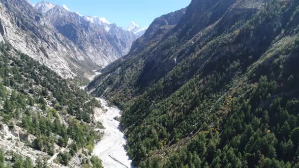 Gangotri Delstaten Uttarakhand Indien Sett Från Himlen — Stockvideo