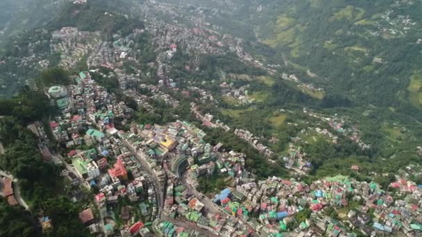 Sikkim Hindistan Gangtok Şehri Gökyüzünden Görüldü — Stok video