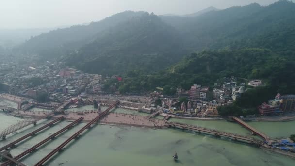 Stad Haridwar Staat Uttarakhand India Gezien Vanuit Lucht — Stockvideo