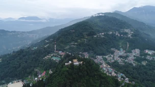 Stad Gangtok Sikkim India Gezien Vanuit Lucht — Stockvideo