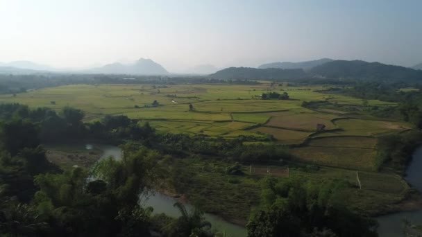 Rzeka Pobliżu Miasta Vang Vieng Laosie Widziany Nieba — Wideo stockowe