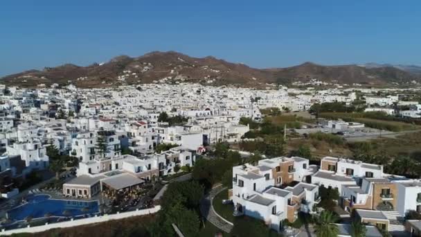 ギリシャのキュクラデス諸島ナクソス島のチョラ村空から — ストック動画