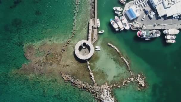 Venetianska Slottet Naoussa Paros Kykladerna Grekland Flygfoto — Stockvideo